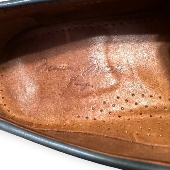 Massimo Matteo Navy Leather Penny Loafers Men's Size 10 - Picture 11 of 13